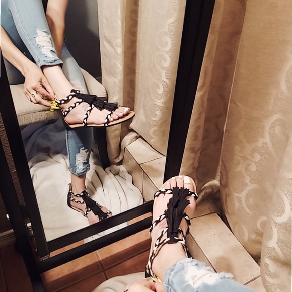 BRAIDED GLADIATOR SANDAL BLACK SUEDE - Picture 3 of 4